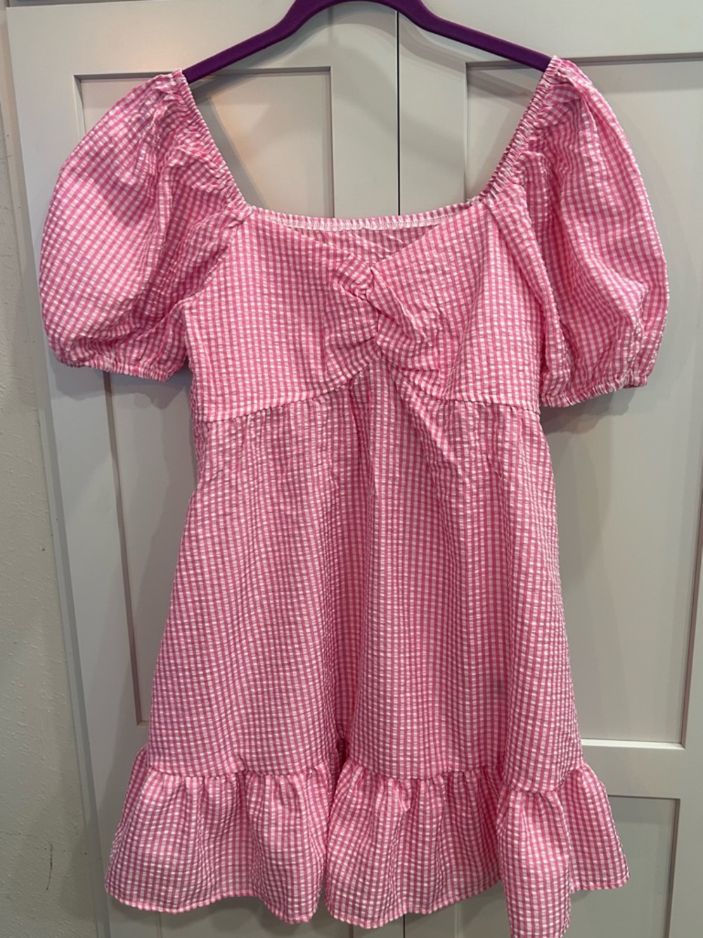 SHEIN Pink Gingham Puff Sleeve Midi Dress Szx M coquette cottage core